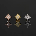 Pendientes de estrella con circonitas en oro rosa, oro y plata con incrustación de cristal - Estrella de Ocho Puntas (S-CC063)