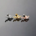Detailliertes Set aus Zirkon-Stern-Ohrsteckern in Silber, Gold und Roségold-Finish - S-CC050