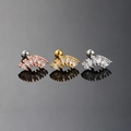 Details von Marquise-Zirkon-Kronen-Piercing-Steckern in Gold, Silber und Roségold-Finish - Fünf Steine Fächer Marquise (CC052-1) / Weißgold