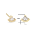Minimalistische gouden waaier oorknopjes met zirkoon driehoek, maten 5 mm bij 7 mm - 5mm x 7mm / 14K Goud Kleur Waaiervorm