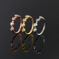 Minimalist flower micro-inlaid zircon nose rings in rose gold, gold, and silver finishes - Platinum / 4-Stone Style
