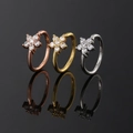 Minimalist flower nose rings with micro-inlaid zircon in rose gold, gold and silver finishes - Platinum / Flower Style