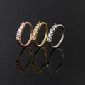 Three-piece micro-paved zircon nose rings in rose gold, gold and silver finish - Platinum / 5-Stone Style