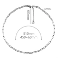 Silberne 4mm Büroklammer-Halskette aus Edelstahl mit 510mm verstellbarer Länge - Silberne Halskette (KAN416-2) / 51cm