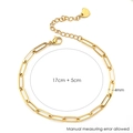 Vergoldetes Büroklammer-Armband mit Herzanhänger und verstellbarem Karabinerverschluss - Goldenes Armband (KAH416-1) / 17cm+5cm