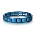Deep blue stainless steel modular Italian charm bracelet with interlocking DIY links - Blue Gold (Single Link)