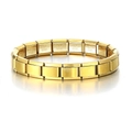Golden Italian charm bracelet made of 9mm stainless steel modular links in high polish - Gold (Single Link)