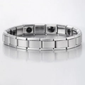 9mm silver modular Italian bracelet with matte finish and embedded black magnets - Frosted Steel (Single Link)