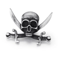 Gothic pirate skull and crossbones brooch pin in antique silver finish for biker jackets - Antique Silver-Skull Cross Sword