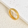 Bague minimaliste en acier inoxydable doré givré avec surface intérieure polie sur pierre - US 6 / Or