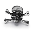 Gothic skull and crossbones brooch in antique silver finish for biker jackets - Antique Silver-Skull Crossbones