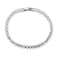 Bracciale tennis in argento con cristalli di zirconia cubica a forma di rombo - Platino (17CM)