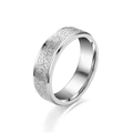 Minimalist silver stainless steel ring with a frosted matte finish and polished edges - Size 5 / 6mm / Silver