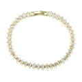 Elegante bracciale tennis dorato con zirconi a rombo e chiusura a fibbia pieghevole - Oro Chiaro 14k (17CM)