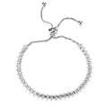 Bracciale tennis regolabile color argento con pavé di zirconi per donna elegante - Platino (Regolabile)