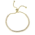 Bracciale tennis dorato regolabile con zirconi a rombi e chiusura a scorrimento - Oro Chiaro 14k (Regolabile)