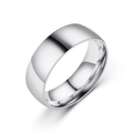 Anillo clásico de acero de titanio plateado con acabado pulido brillante y perfil ancho - Talla 6 / 6MM Plateado