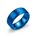 Bague en acier titane bleu brossé avec bords biseautés polis pour hommes et femmes - US 6 / Bleu