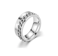 Silver vintage titanium steel ring with rotating Cuban chain and Roman numerals - US 6 / Silver