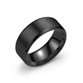 Bague minimaliste en acier titane noir mat avec finition brossée et bords biseautés - US 6 / Noir
