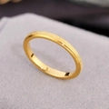 Classic gold brushed stainless steel ring with polished edges and matte finish - Size 5 / 2mm / Gold