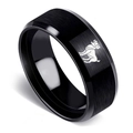 Black brushed stainless steel Aries zodiac sign ring with polished beveled edges - US 6 / Aries