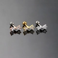 Pendientes de lazo con circonitas en oro rosa, oro y plata con cierre de bola de rosca - Lazo (S-CC055)