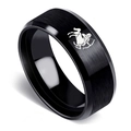 Black brushed stainless steel Sagittarius zodiac ring with polished beveled edges - Sagittarius