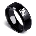 Black 8mm Capricorn zodiac ring in brushed stainless steel with polished beveled edges - Capricorn