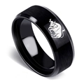 Black brushed stainless steel Taurus ring for men with 8mm beveled edges matte finish - US 6 / Taurus