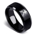 Close-up of black Aquarius constellation ring with brushed finish and polished edges - Aquarius