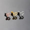 Tres aretes de corazón para cartílago en oro rosa, oro y plata con circonitas brillantes - Corazón Hueco (S-CC070)