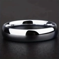 Bague pour homme en acier inoxydable poli argenté avec une finition bombée lisse - Taille 5 / 6mm de Largeur / Argent