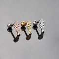 Pendientes de espina de pez en oro rosa, oro y plata con circonitas brillantes - Forma de Espina de Pescado (S-CC074)