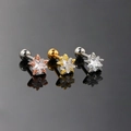 Set de tres pendientes de estrella con circón en acabados oro rosa, oro y plata - Estrella con Cuentas (S-CC065)