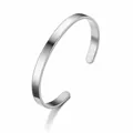 6MM minimalist open titanium steel bracelet with a sleek polished silver finish - Engravable 201 Steel and Custom Card
