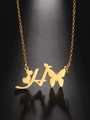 Elegant gold butterfly and heart pendant necklace with artistic letter H charm - Gold Letter H