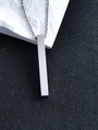 Minimalist silver stainless steel bar pendant necklace with a polished mirror finish for unisex - 5x40mm / Silver