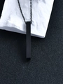 Minimalist matte black rectangular bar pendant with fine chain made of titanium steel - 5x40mm / Black