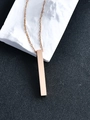 Polished rose gold rectangular bar pendant necklace in minimalist stainless steel style - 5x40mm / Rose Gold