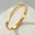 Gold titanium steel bracelet with LOVE rose engraving and minimalist buckle design - Gold