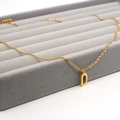 Elegante goldene Edelstahlhalskette mit einem minimalistischen Anhänger mit dem Buchstaben D - Buchstabe D Stil (Gold D)