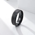 Anillo de hombre 8mm negro de acero de titanio con acabado arenado de doble fila y pulido - Talla 6 / Negro