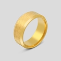 Bague en acier titane brossé doré avec bords biseautés polis et design minimaliste épuré - US 6 / Or Mat