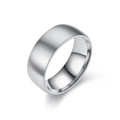 Bague pour homme en acier titane 8mm gris argent avec finition brossée et polie - Chiffre 6 / Acier