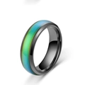 Bague d'humeur avec anneau changeant de couleur et finition noire sur fond blanc - US 6 / Noir
