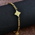 Goldenes Edelstahl Figaro Armband mit keltischem Knoten konzentrischem Blumenanhänger - Gold