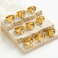 Modische vergoldete Edelstahlringe mit den Buchstaben A bis I im offenen Design - Buchstabe B / Gold