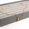 Minimalistische vergoldete Edelstahlhalskette mit einem markanten Großbuchstaben Z Anhänger - Buchstabe Z Stil (Gold Z)