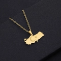 Goldene Türkei Landkarte Halskette mit Stern und Mond Gravur aus Edelstahl Gliederkette - Gold